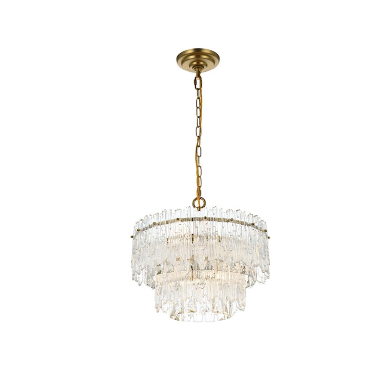 Elegant Lighting Emilia 4 Light 15" Pendant, Satin Gold/Clear
