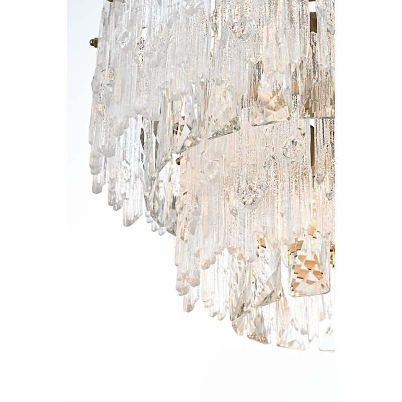 Elegant Lighting Emilia 4 Light 15" Pendant, Satin Gold/Clear