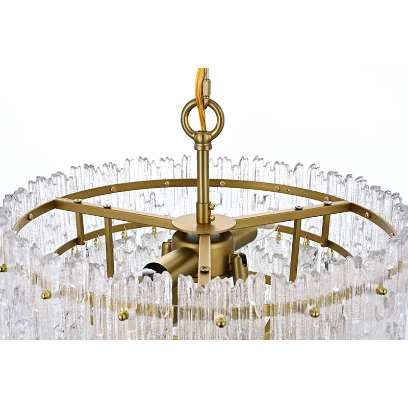 Elegant Lighting Emilia 4 Light 15" Pendant, Satin Gold/Clear