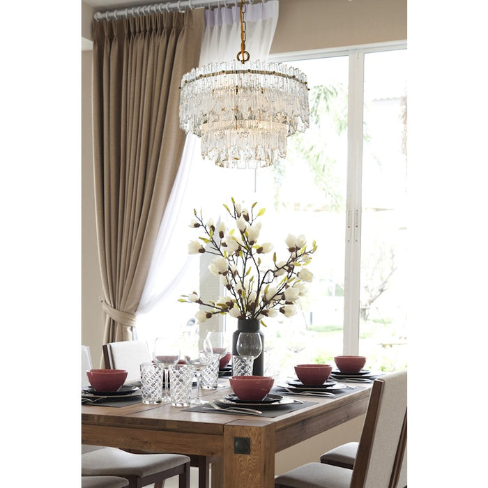 Elegant Lighting Emilia 4 Light 15" Pendant, Satin Gold/Clear