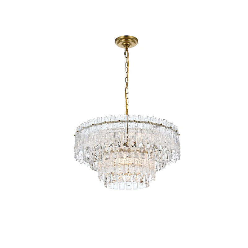 Elegant Lighting Emilia 6 Light 21" Pendant, Satin Gold/Clear