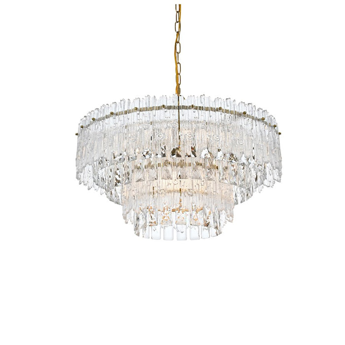 Elegant Lighting Emilia 6 Light 21" Pendant, Satin Gold/Clear