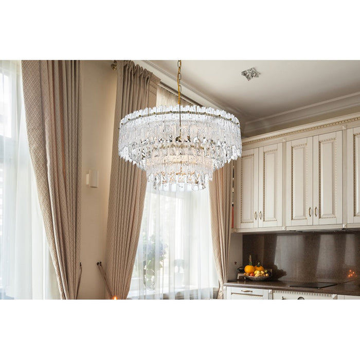 Elegant Lighting Emilia 6 Light 21" Pendant, Satin Gold/Clear