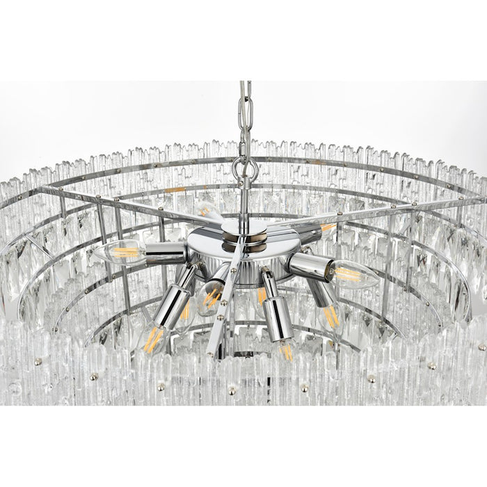 Elegant Lighting Emilia 10 Light 31" Pendant, Chrome/Clear