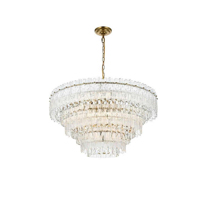 Elegant Lighting Emilia 10 Light 31" Pendant, Satin Gold/Clear