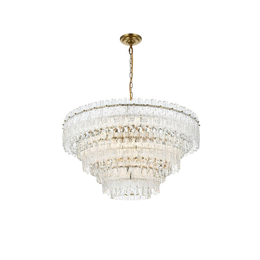 Elegant Lighting Emilia 10 Light 31" Pendant, Satin Gold/Clear - 1780D31SG