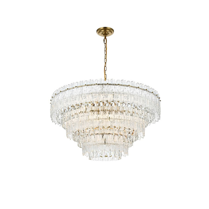 Elegant Lighting Emilia 10 Light 31" Pendant, Satin Gold/Clear - 1780D31SG