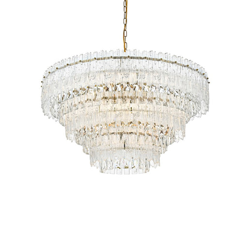Elegant Lighting Emilia 10 Light 31" Pendant, Satin Gold/Clear
