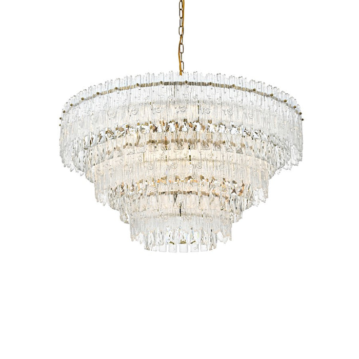 Elegant Lighting Emilia 10 Light 31" Pendant, Satin Gold/Clear
