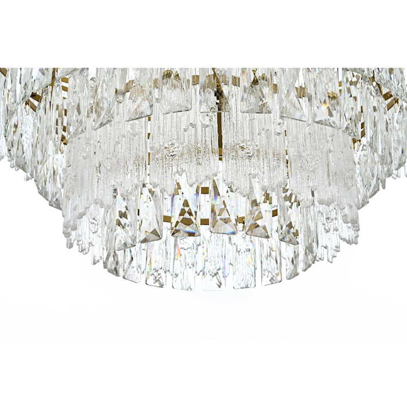Elegant Lighting Emilia 10 Light 31" Pendant, Satin Gold/Clear