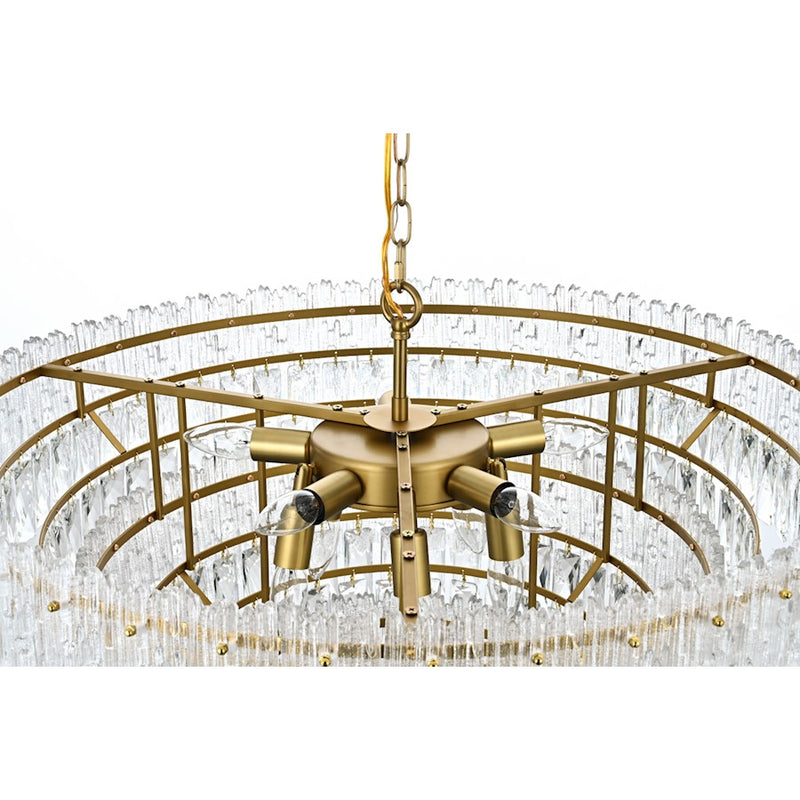 Elegant Lighting Emilia 10 Light 31" Pendant, Satin Gold/Clear