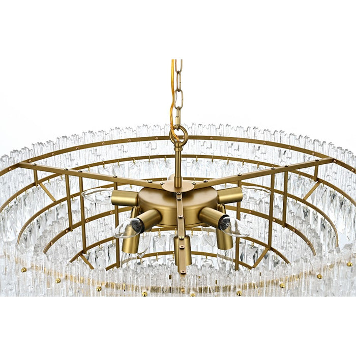 Elegant Lighting Emilia 10 Light 31" Pendant, Satin Gold/Clear