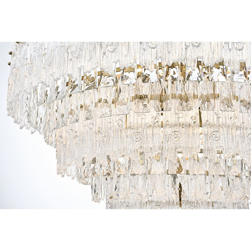 Elegant Lighting Emilia 10 Light 31" Pendant, Satin Gold/Clear