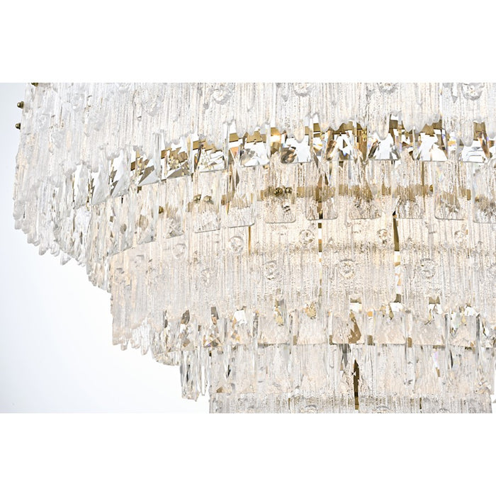 Elegant Lighting Emilia 10 Light 31" Pendant, Satin Gold/Clear