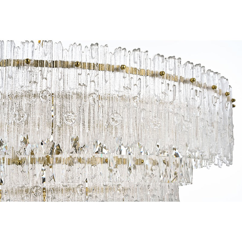 Elegant Lighting Emilia 10 Light 31" Pendant, Satin Gold/Clear