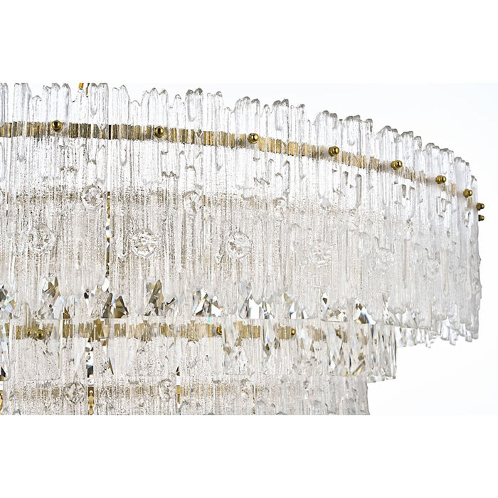 Elegant Lighting Emilia 10 Light 31" Pendant, Satin Gold/Clear