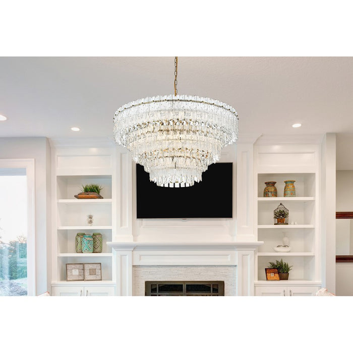 Elegant Lighting Emilia 10 Light 31" Pendant, Satin Gold/Clear