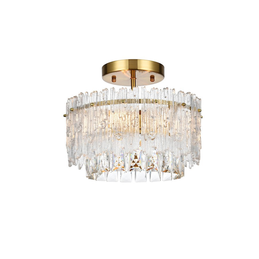 Elegant Lighting Emilia 12" Flush Mount, Satin Gold