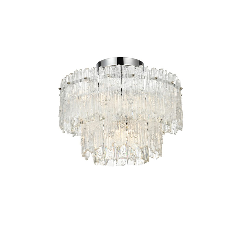 Elegant Lighting Emilia 4 Light 15" Flush Mount, Chrome/Clear