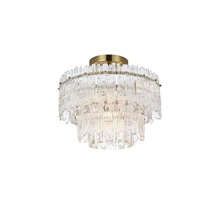 Elegant Lighting Emilia 4 Light 15" Flush Mount, Satin Gold/Clear