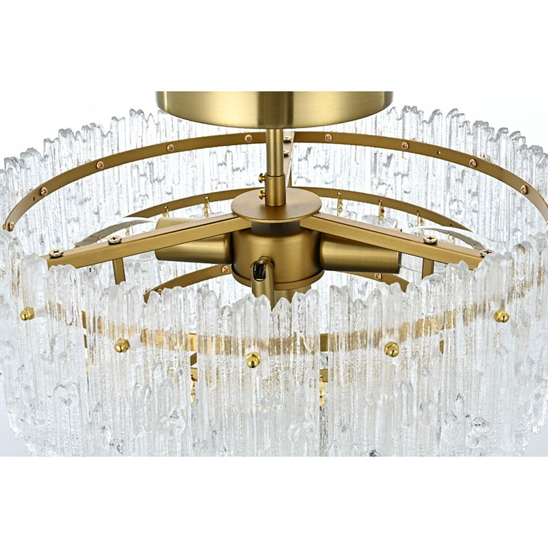 Elegant Lighting Emilia 4 Light 15" Flush Mount, Satin Gold/Clear