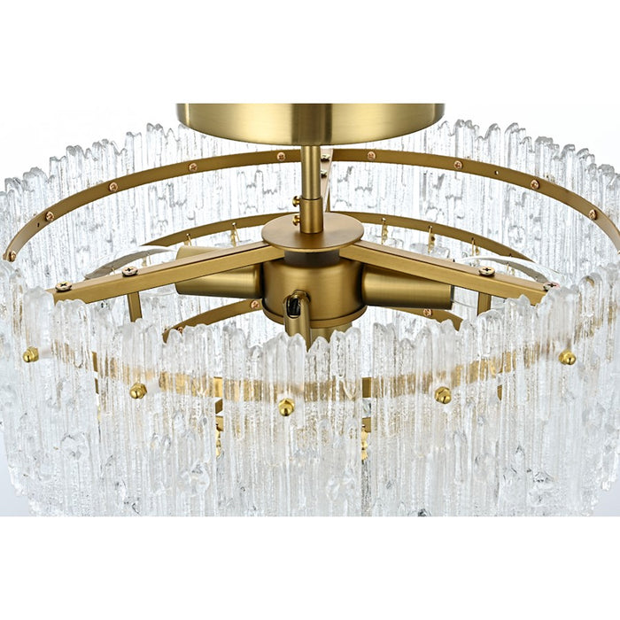 Elegant Lighting Emilia 4 Light 15" Flush Mount, Satin Gold/Clear