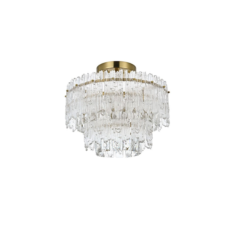 Elegant Lighting Emilia 4 Light 15" Flush Mount, Satin Gold/Clear