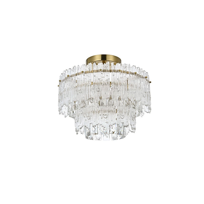 Elegant Lighting Emilia 4 Light 15" Flush Mount, Satin Gold/Clear