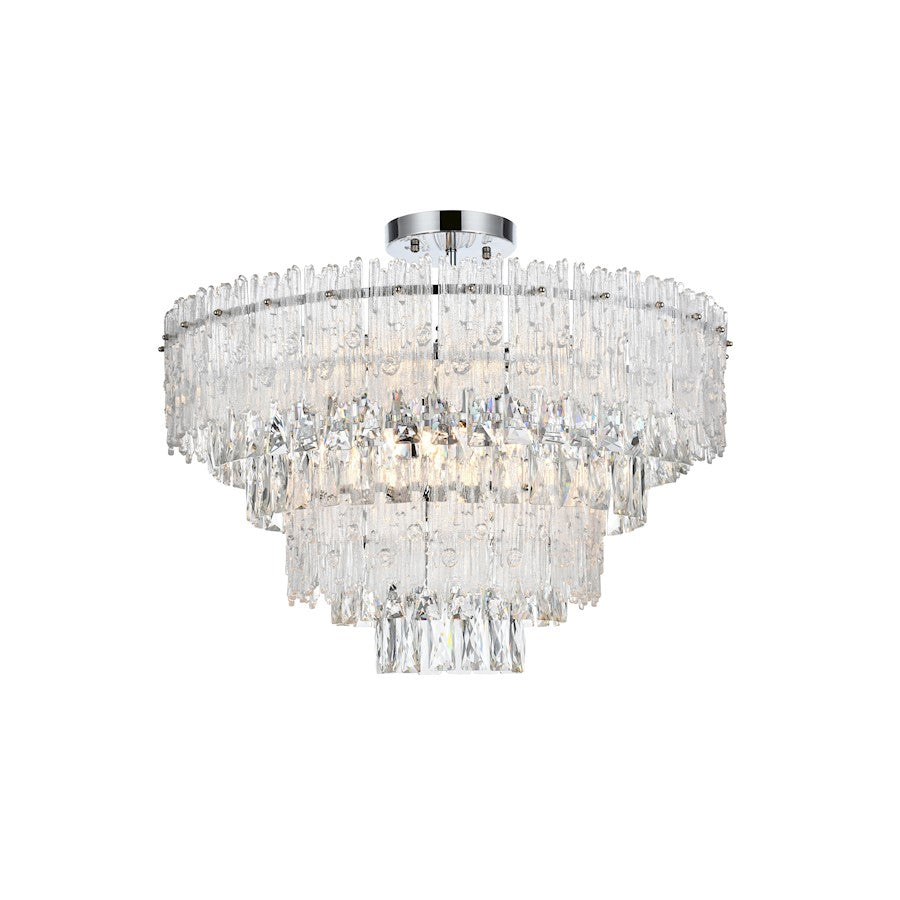 Elegant Lighting Emilia 25" Flush Mount, Chrome