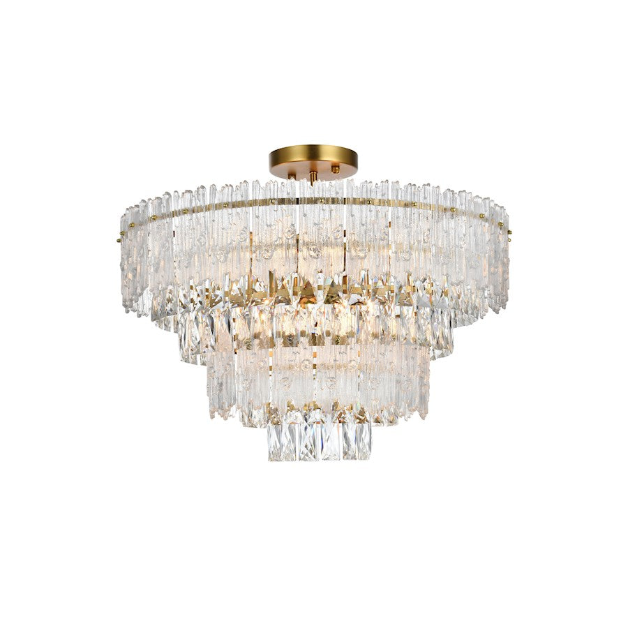 Elegant Lighting Emilia 25" Flush Mount, Satin Gold