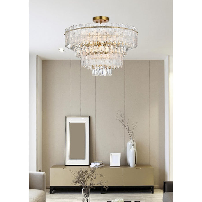 Elegant Lighting Emilia 25" Flush Mount, Satin Gold