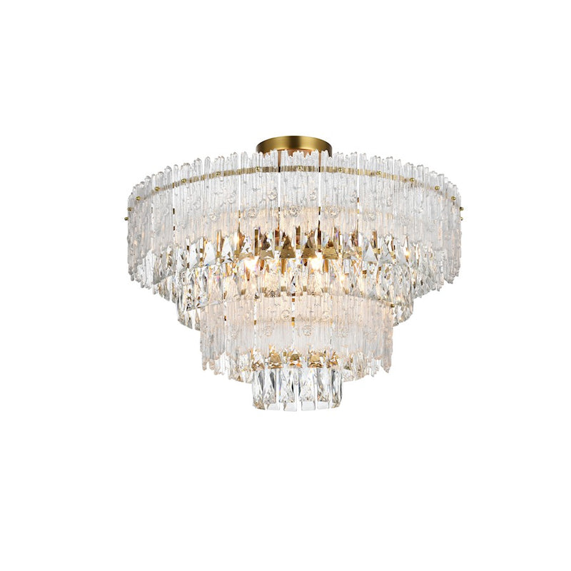 Elegant Lighting Emilia 25" Flush Mount, Satin Gold