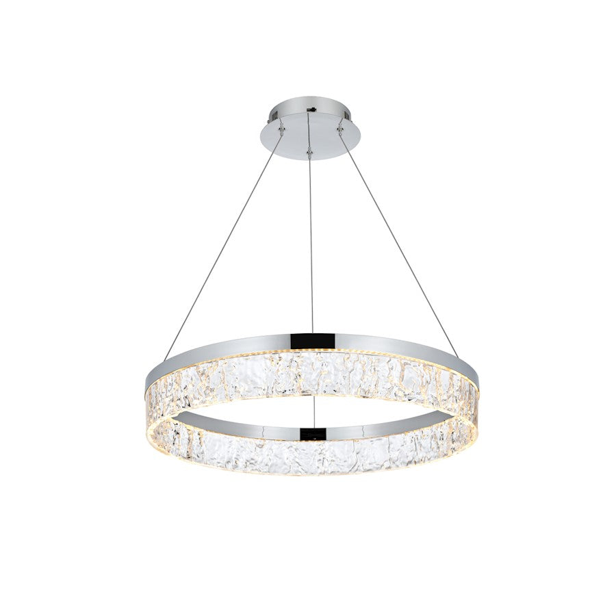 Elegant Lighting Linden 1 Light 22" Chandelier, Chrome/Clear