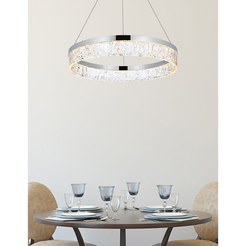 Elegant Lighting Linden 1 Light 22" Chandelier, Chrome/Clear