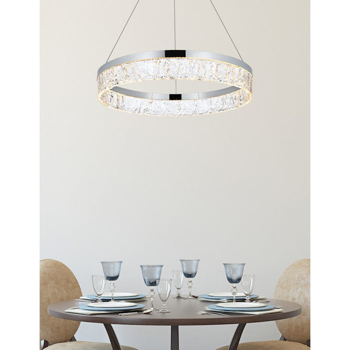 Elegant Lighting Linden 1 Light 22" Chandelier, Chrome/Clear