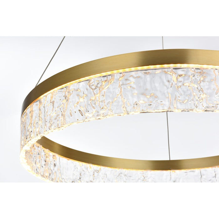 Elegant Lighting Linden 1 Light 22" Chandelier, Satin Gold/Clear