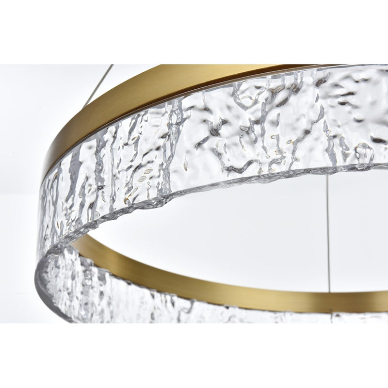 Elegant Lighting Linden 1 Light 22" Chandelier, Satin Gold/Clear
