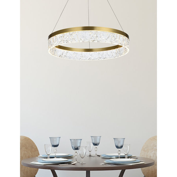 Elegant Lighting Linden 1 Light 22" Chandelier, Satin Gold/Clear