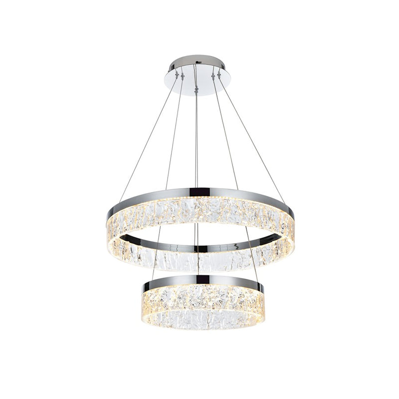 Elegant Lighting Linden 2 Light 22" Chandelier, Chrome/Clear