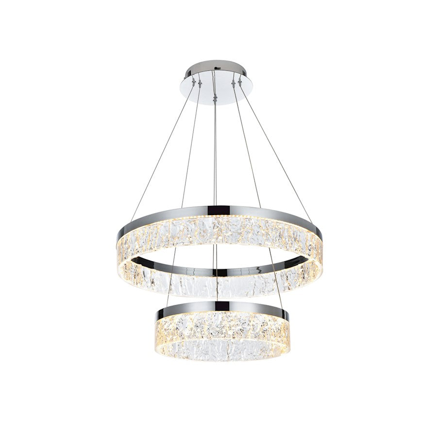 Elegant Lighting Linden 2 Light 22" Chandelier, Chrome/Clear - 2050G22C