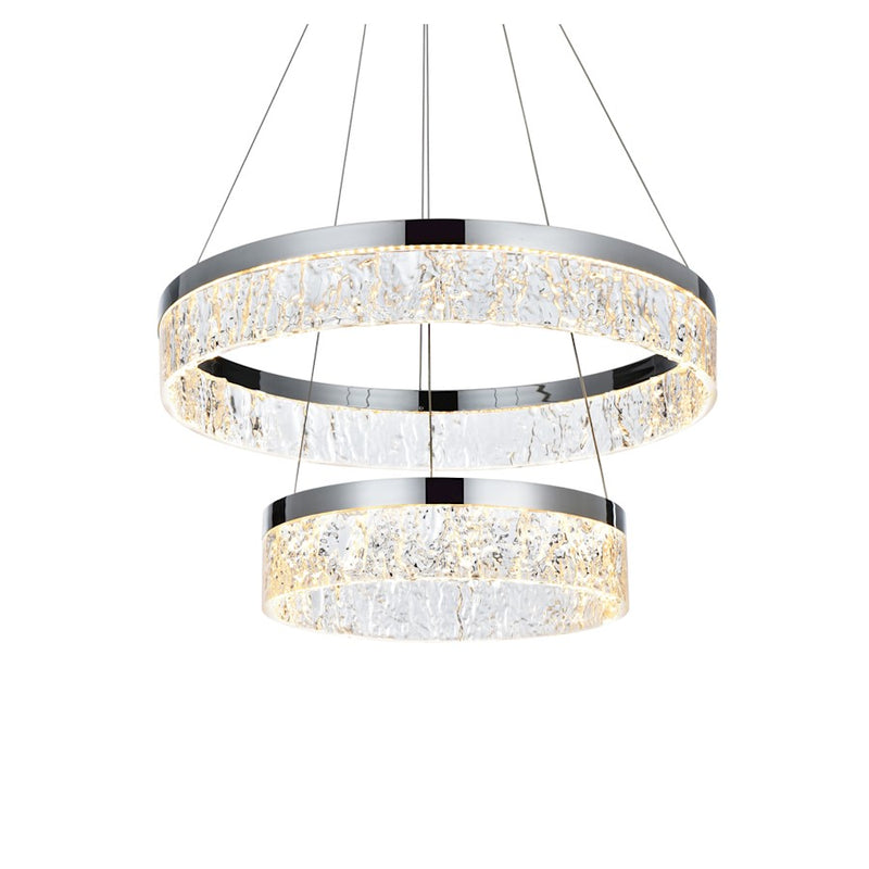 Elegant Lighting Linden 2 Light 22" Chandelier, Chrome/Clear