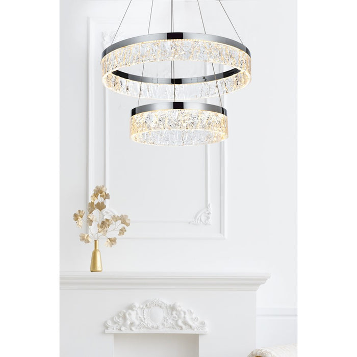 Elegant Lighting Linden 2 Light 22" Chandelier, Chrome/Clear