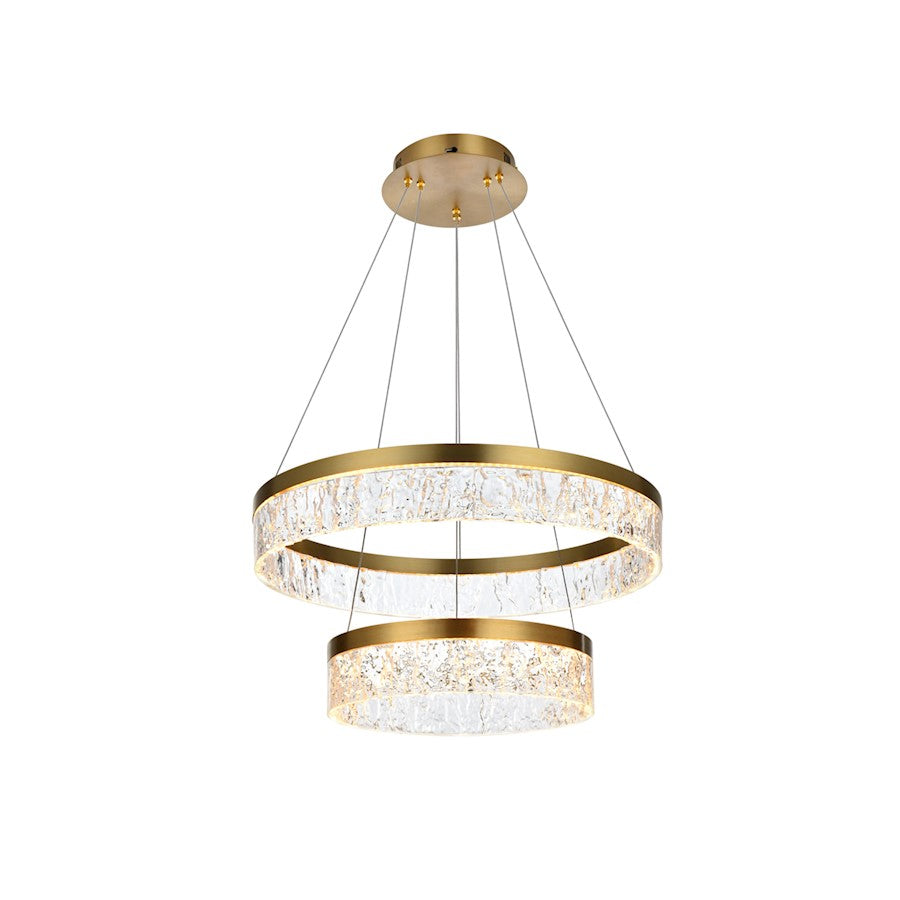 Elegant Lighting Linden 2 Light 22" Chandelier, Satin Gold/Clear - 2050G22SG