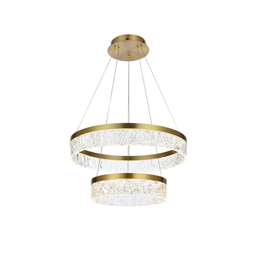 Elegant Lighting Linden 2 Light 22" Chandelier, Satin Gold/Clear
