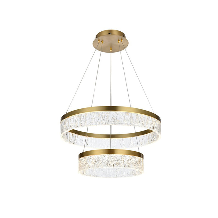 Elegant Lighting Linden 2 Light 22" Chandelier, Satin Gold/Clear