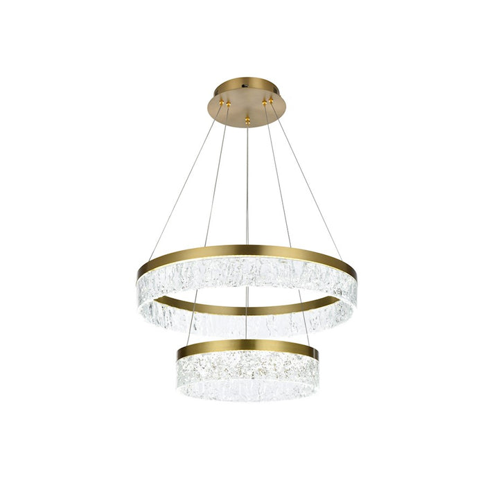 Elegant Lighting Linden 2 Light 22" Chandelier, Satin Gold/Clear