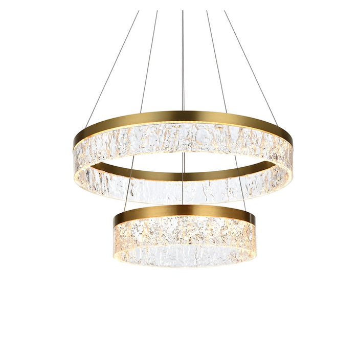 Elegant Lighting Linden 2 Light 22" Chandelier, Satin Gold/Clear