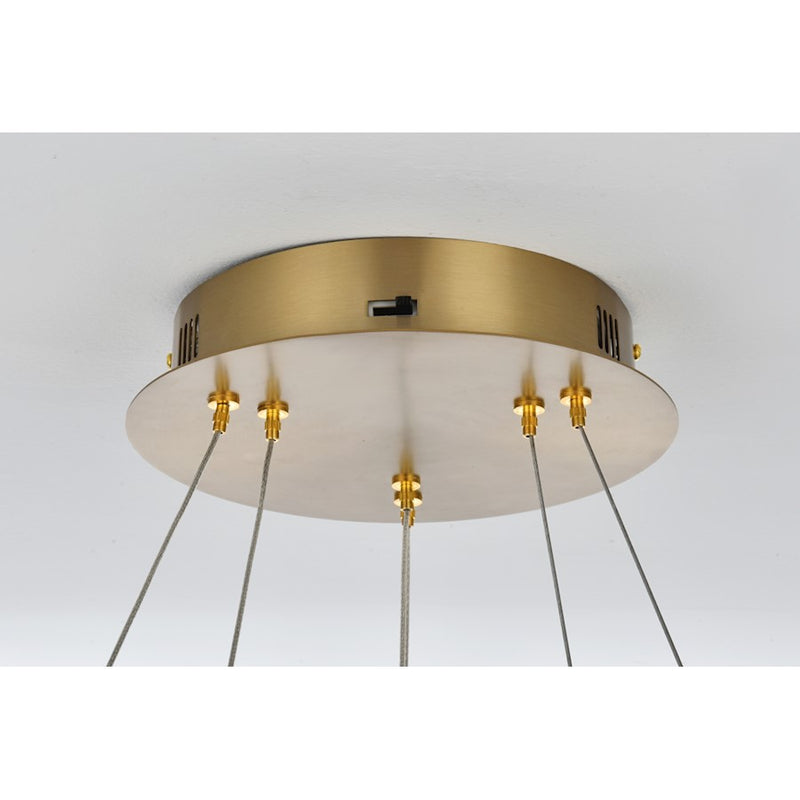 Elegant Lighting Linden 2 Light 22" Chandelier, Satin Gold/Clear