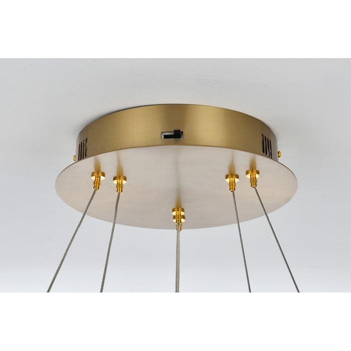 Elegant Lighting Linden 2 Light 22" Chandelier, Satin Gold/Clear