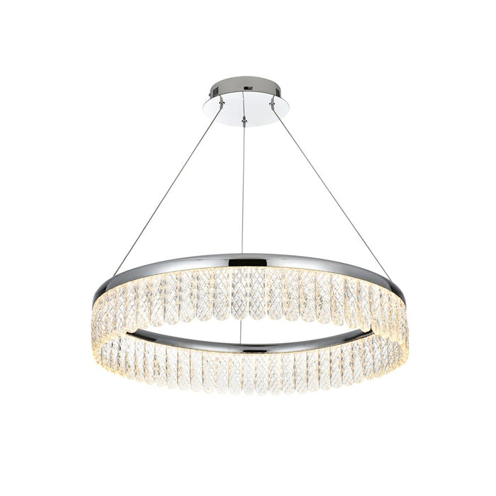 Elegant Lighting Rune 1 Light 24"L Chandelier, Chrome/Clear